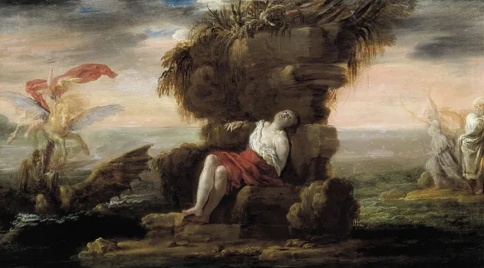 Framed Print : FETI, Domenico (1588-1623). Andromeda and Perseus (Andromema e Perseo). ca. 1619. Baroque art. Oil on canvas. AUSTRIA. Vienna