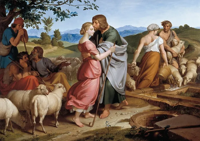 Framed Print : FHRICHJosef von (1800-1876). Jacob Encountering Rachel with her Father's Herds. 1836. Romanticism. Nazarenes. Oil on canvas. AUSTRIA. Vienna. Austrian Gallery Framed Print : FHRICHJosef von (1800-1876). Jacob Encountering Rachel with her Father's Herds. 1836. Romanticism. Nazarenes. Oil on canvas. AUSTRIA. Vienna. Austrian Gallery