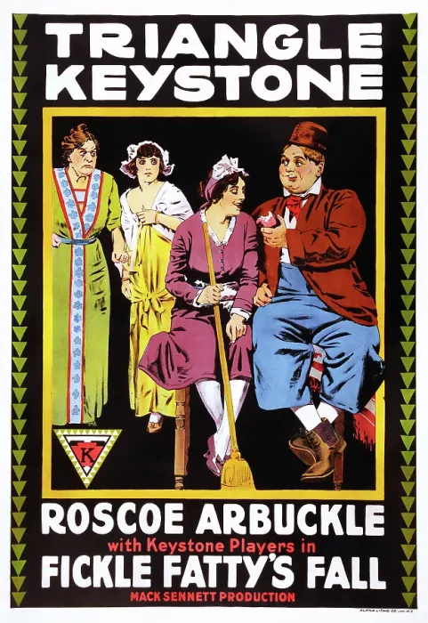 Framed Print : FICKLE FATTY'S FALL, US poster, from left: Phyllis Allen, Minta Durfee, Ivy Crosthwaite, Roscoe Fatty Arbuckle, 1915