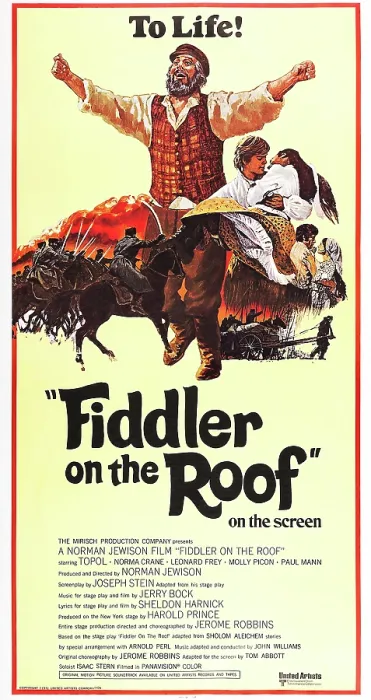 Framed Print : FIDDLER ON THE ROOF, US poster art, Topol, (center), 1971