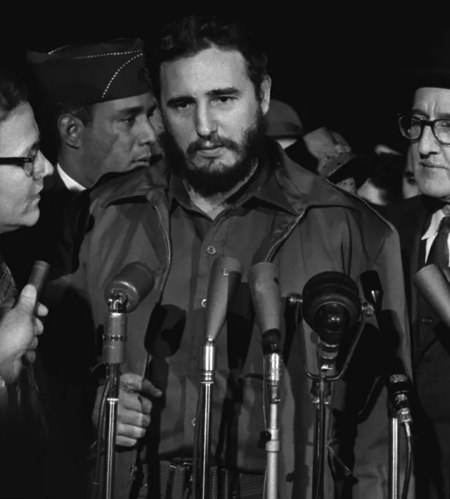Framed Print : Fidel Castro arrives MATS terminal, Washington D.C. by Warren K. Leffler, April 15, 1958 Framed Print : Fidel Castro arrives MATS terminal, Washington D.C. by Warren K. Leffler, April 15, 1958