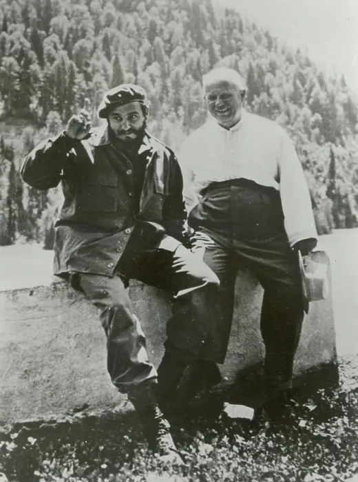 Framed Print : FIDEL CASTRO, Cuban Prime Minister, at Lake Ritsa in the Caucasus with Russian Premier Nikita Khrushchev, after the Cuban Missile Crisis, c. 1962 Framed Print : FIDEL CASTRO, Cuban Prime Minister, at Lake Ritsa in the Caucasus with Russian Premier Nikita Khrushchev, after the Cuban Missile Crisis, c. 1962