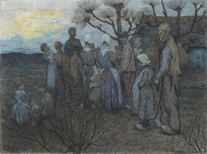 Framed Print : The Field Preaching, by Richard Roland Holst, c. 1892-97, Dutch drawing with colored chalk Framed Print : The Field Preaching, by Richard Roland Holst, c. 1892-97, Dutch drawing with colored chalk