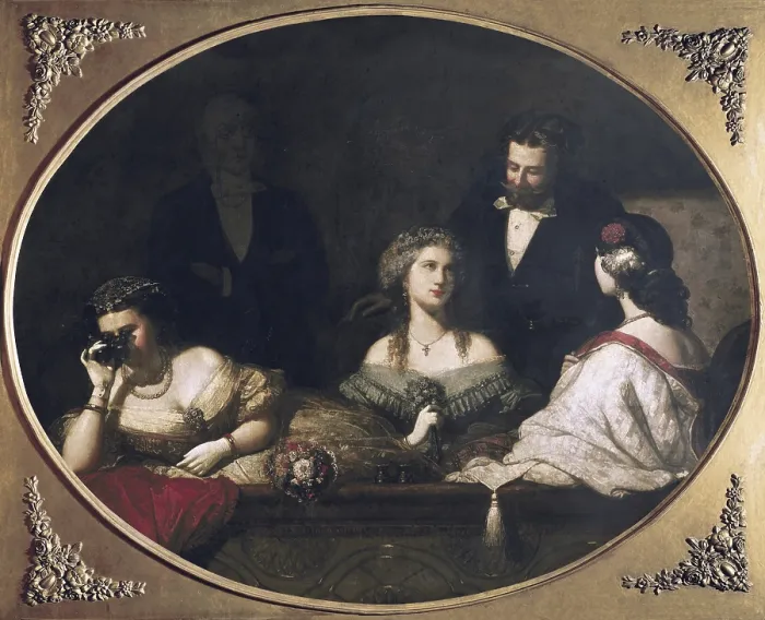 Framed Print : FIERROS ALVAREZ, Dioniso (1827 - 1894). A Box at the Opera Theatre. Oil on canvas. SPAIN. Madrid. Prado Museum. - M.C.Esteban / Iberfoto / Everett Collection (553950)**US SALES ONLY**