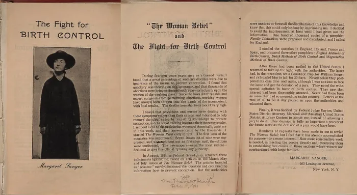 Framed Print : THE FIGHT FOR BIRTH CONTROL, a pamphlet by crusader, Margaret Sanger, summarizing her struggle against censorship and the American courts. 1915