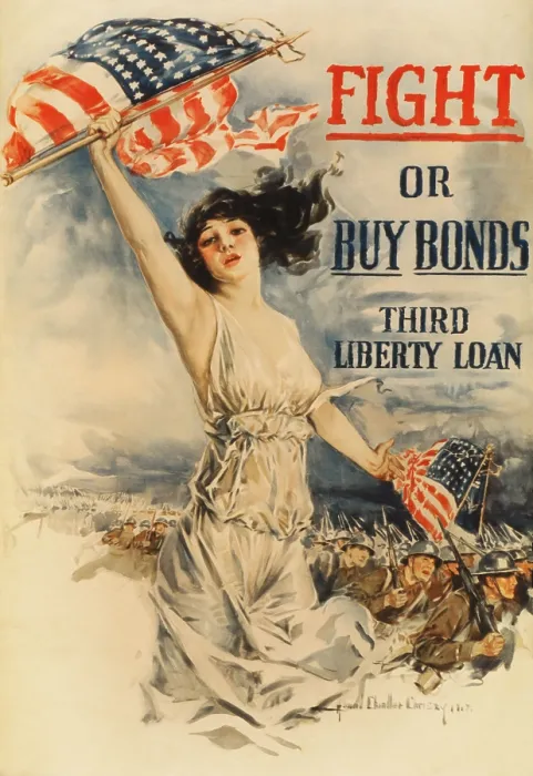 Framed Print : FIGHT OR BUY BONDS--THIRD LIBERTY LOAN. American World War 1 poster by Howard Chandler Christy 1917 (BSLOC_2017_1_59)