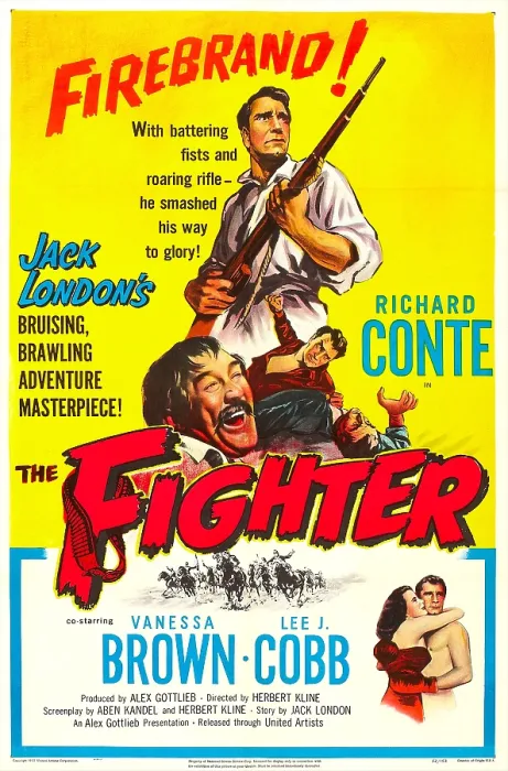 Framed Print : THE FIGHTER, US poster, bottom right: Vanessa Brown, Richard Conte, center: Lee J. Cobb (mustache), 1952