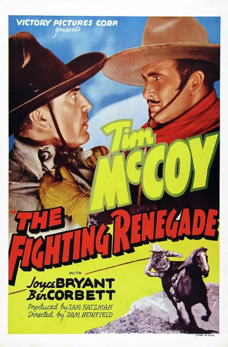 Framed Print : THE FIGHTING RENEGADE, US poster art, from left: Ben Corbett, Tim McCoy, 1939