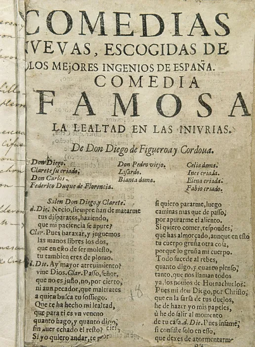 Framed Print : FIGUEROA Y CORDOBA, Diego (1619-1673). Cover of 'Comedias nuevas escogidas de los mejores ingenios de Espaa'. SPAIN. Madrid. National Library