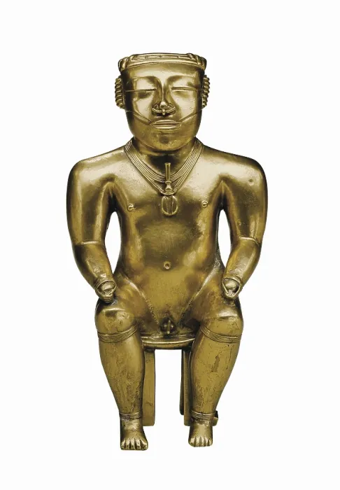 Framed Print : Figure of Cacique. 6th-10th c. Gold. Quimbaya art. Sculpture. SPAIN. Madrid. America's Museum. Proc: COLOMBIA. QUINDO. AISA / Everett Collection**US SALES ONLY**