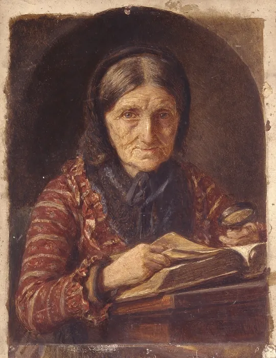 Framed Print : Figure of an old Woman, by Angilbert G bel, 1868, 19th Century, oil on canvas - Italy, Lombardy, Milan, Brera Collection. Whole artwork view