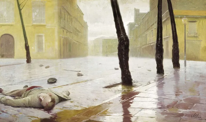 Framed Print : FILLOL, Antonio (1870-1930). After the Scuffle. 1904. Oil on canvas. SPAIN. Valencia. San Pio V Fine Arts Museum. AISA / Everett Collection**US SALES ONLY** Framed Print : FILLOL, Antonio (1870-1930). After the Scuffle. 1904. Oil on canvas. SPAIN. Valencia. San Pio V Fine Arts Museum. AISA / Everett Collection**US SALES ONLY**