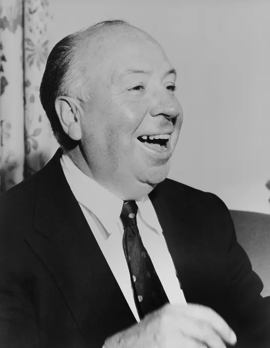 Framed Print : Film director Alfred Hitchcock laughing, 1956. (BSLOC_2015_14_170)