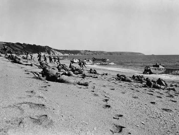 Framed Print : Final dress rehearsal for D-Day invasion of Normandy. U.S. troops landing on an English beach in training for invasion of Nazi occupied France. April 25, 1944, World War 2 Framed Print : Final dress rehearsal for D-Day invasion of Normandy. U.S. troops landing on an English beach in training for invasion of Nazi occupied France. April 25, 1944, World War 2