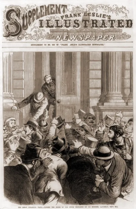 Framed Print : Financial Panic of 1873. Closing the door of the Stock Exchange on its members on Saturday, Sept 20, 1873 Framed Print : Financial Panic of 1873. Closing the door of the Stock Exchange on its members on Saturday, Sept 20, 1873