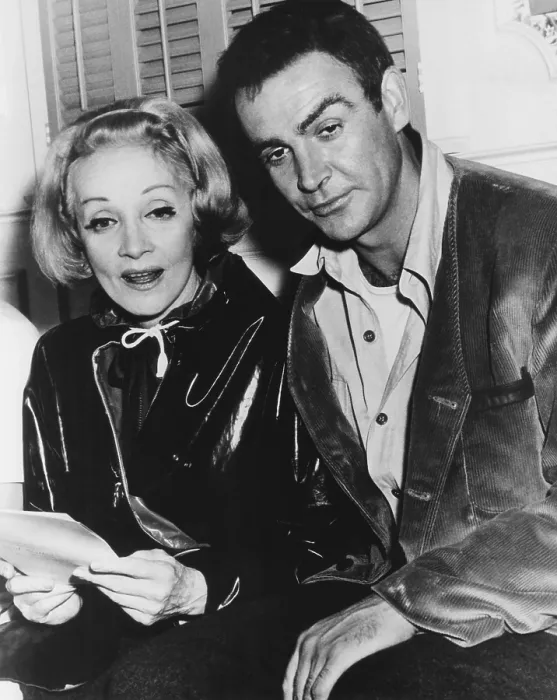 Framed Print : A FINE MADNESS, Marlene Dietrich visits Sean Connery on set, 1966 Framed Print : A FINE MADNESS, Marlene Dietrich visits Sean Connery on set, 1966