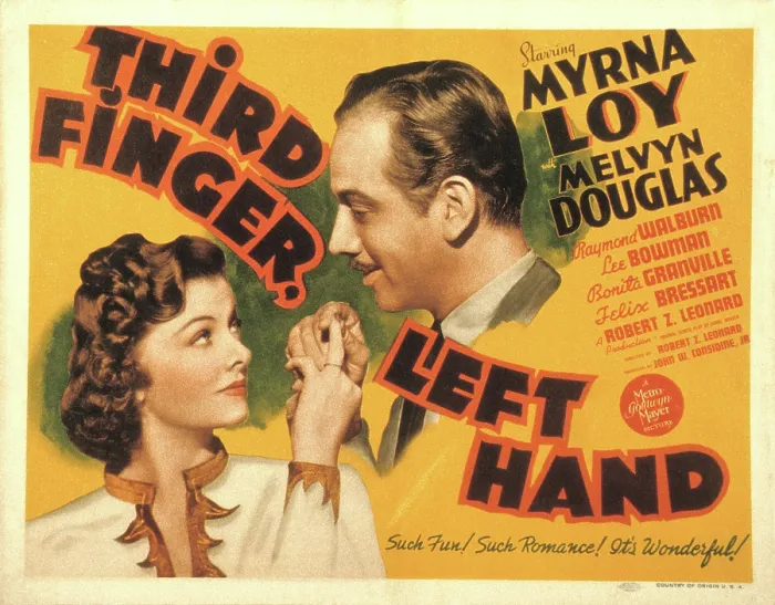 Framed Print : THIRD FINGER, LEFT HAND, Myrna Loy, Melvyn Douglas, 1940