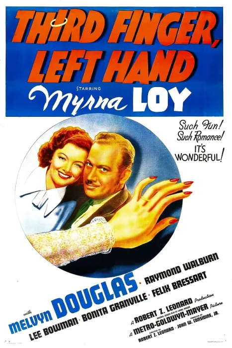 Framed Print : THIRD FINGER, LEFT HAND, US poster, from left: Myrna Loy, Melvyn Douglas, 1940