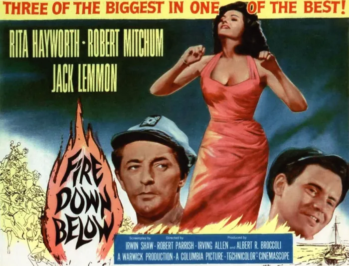 Framed Print : FIRE DOWN BELOW, Robert Mitchum, Rita Hayworth, Jack Lemmon, 1957 Framed Print : FIRE DOWN BELOW, Robert Mitchum, Rita Hayworth, Jack Lemmon, 1957