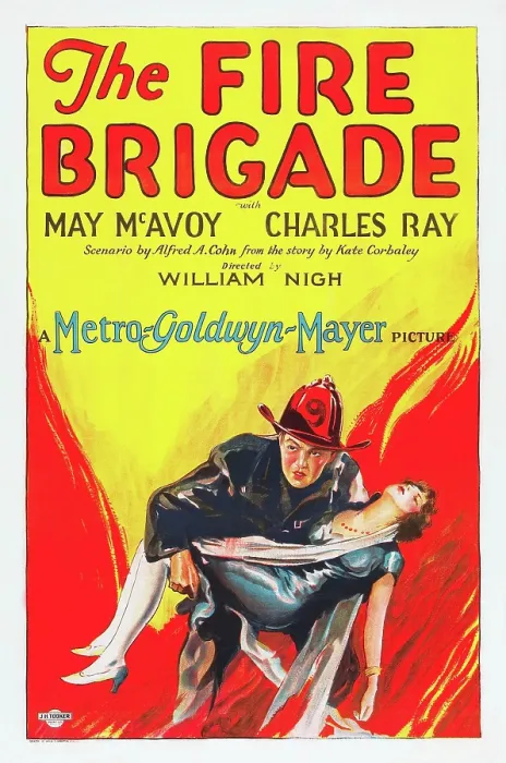Framed Print : THE FIRE BRIGADE, l-r: Charles Ray, May McAvoy on poster art, 1926