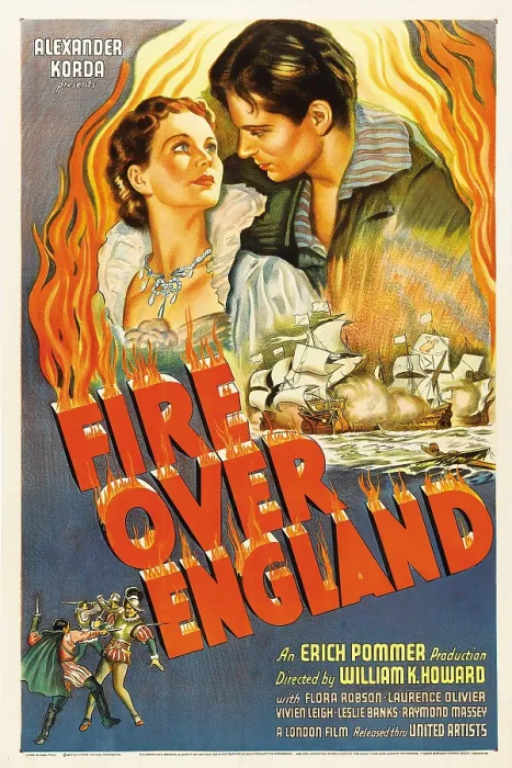 Framed Print : FIRE OVER ENGLAND, Flora Robson, Laurence Olivier, 1937, poster art Framed Print : FIRE OVER ENGLAND, Flora Robson, Laurence Olivier, 1937, poster art