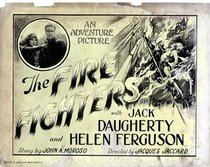 Framed Print : THE FIRE FIGHTERS, from left, inset, Helen Ferguson, Jack Daugherty, 1927