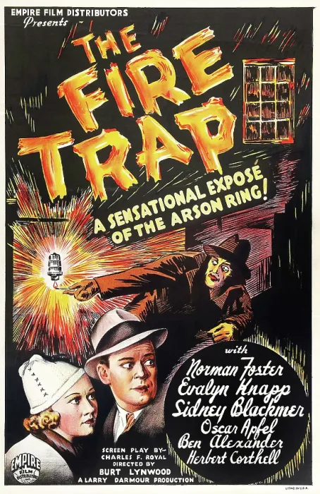 Framed Print : THE FIRE TRAP, US poster art, bottom from left: Evelyn Knapp, Norman Foster, 1935