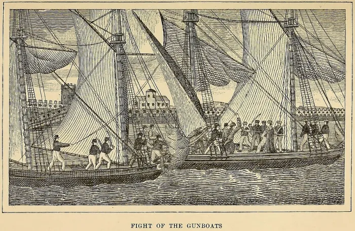 Framed Print : First Barbary War 1801-1805. Fight of the American and Barbary Gunboats Framed Print : First Barbary War 1801-1805. Fight of the American and Barbary Gunboats