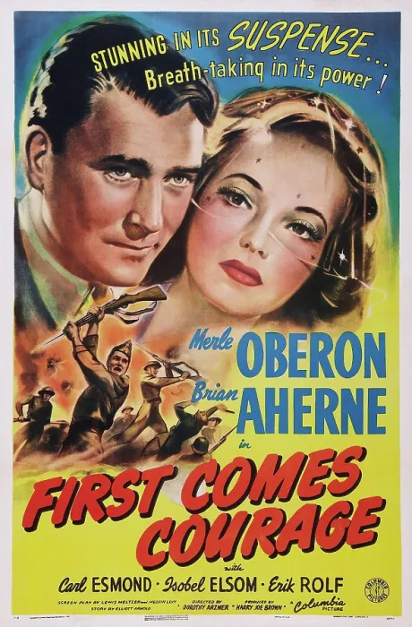 Framed Print : FIRST COMES COURAGE, US poster art, from left: Brian Aherne, Merle Oberon, 1943 Framed Print : FIRST COMES COURAGE, US poster art, from left: Brian Aherne, Merle Oberon, 1943