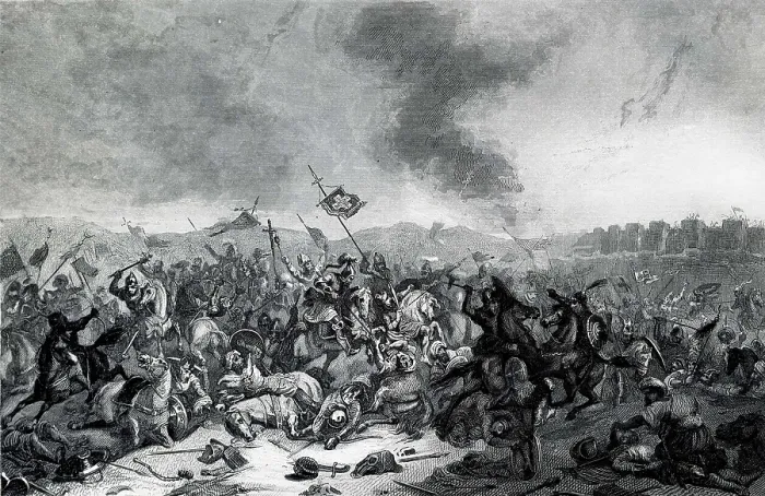 Framed Print : First Crusade (1095-1099). Battle of Nicaea (20th June 1097), begun by the sultan Kilij-Arslan against the Crusaders besieging the city of Nicaea