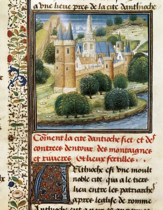 Framed Print : First Crusade (1095-1099). The city of Antiochia. Picture of the Chronicle of the Crusades by Guillaume de Tyr (13th c.). Gothic art. SWITZERLAND. Geneva