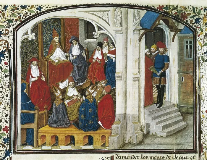 Framed Print : First Crusade. Urban II preaching the First Crusade in the Council of Clermont (1095). Picture of the Chronicle by Guillaume de Tyr (13th c.). Gothic art. SWITZERLAND. Geneva Framed Print : First Crusade. Urban II preaching the First Crusade in the Council of Clermont (1095). Picture of the Chronicle by Guillaume de Tyr (13th c.). Gothic art. SWITZERLAND. Geneva