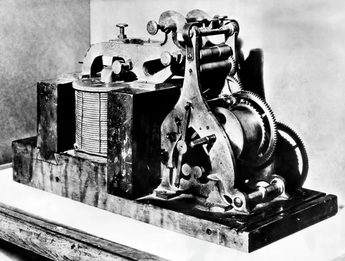 Framed Print : The first electrical telegraph, on which the message What Hath God Wrought was received on May 24, 1844.. Courtesy: CSU Archives  /  Everett Collection