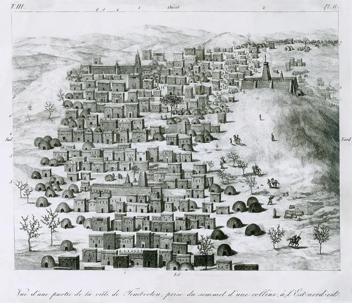 Framed Print : First European image of the African city Timbuktu by Ren-Auguste Cailli (1799-1838)