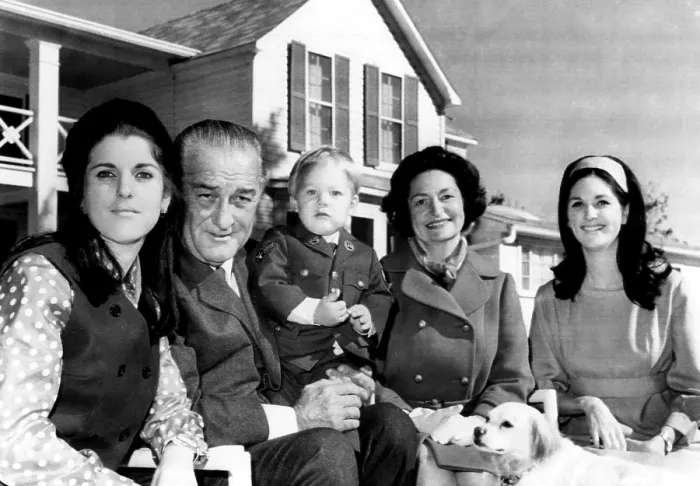 Framed Print : The first family pose for pictures on the front lawn of the LBJ Ranch shortly after attending Thanksgiving services in Fredericksburg, Texas Framed Print : The first family pose for pictures on the front lawn of the LBJ Ranch shortly after attending Thanksgiving services in Fredericksburg, Texas