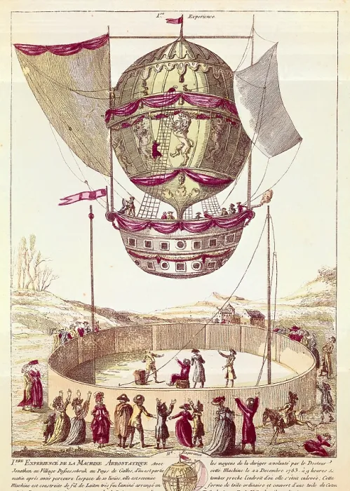 Framed Print : First flight of a hot-air balloon on 22th December 1783 in Defsessebruk (Wales). - BeBa / Iberfoto / Everett Collection (207488)**US SALES ONLY** Framed Print : First flight of a hot-air balloon on 22th December 1783 in Defsessebruk (Wales). - BeBa / Iberfoto / Everett Collection (207488)**US SALES ONLY**