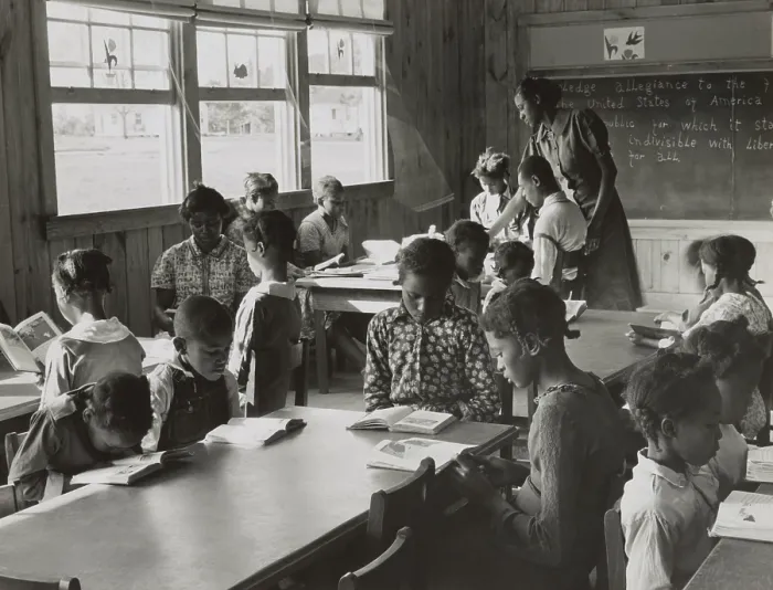 Framed Print : First grade, showing extremes in ages of pupils. Gee's Bend, Alabama, May 1939. They are in a new school, built with aid from the New Deal Resettlement Administration