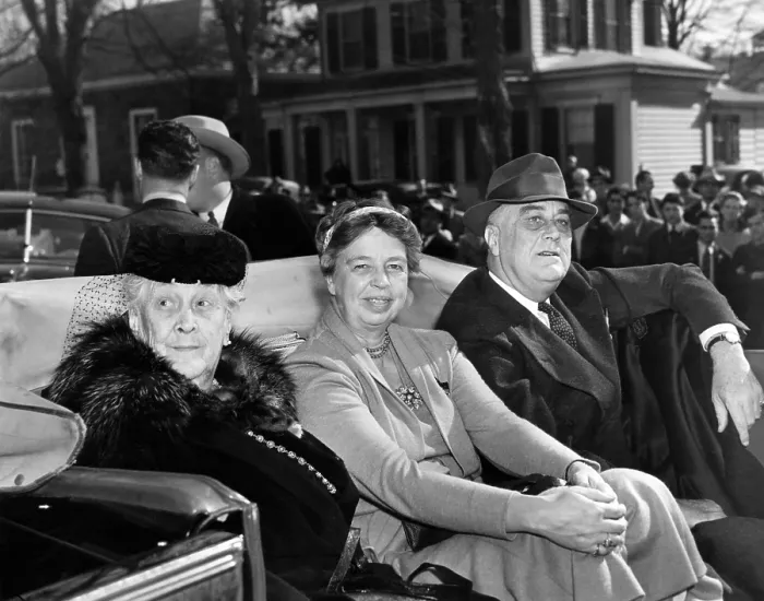 Framed Print : First Lady Eleanor Roosevelt (center), President Franklin D. Roosevelt (far right), and his mother Sara D