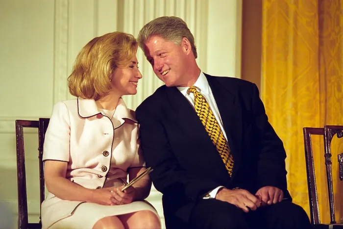 Framed Print : First Lady Hillary Clinton and her husband, President Bill Clinton