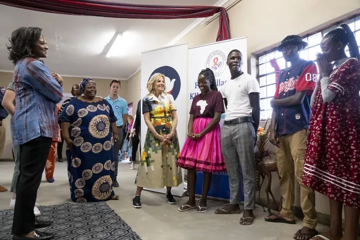 Framed Print : First Lady Jill Biden and the First Lady of Namibia Monica Geingos visit Hope Initiative for Southern Africa Framed Print : First Lady Jill Biden and the First Lady of Namibia Monica Geingos visit Hope Initiative for Southern Africa