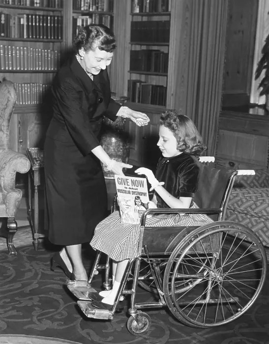 Framed Print : First Lady Mamie Eisenhower with a girl during the yearly Muscular Dystrophy fund raising drive