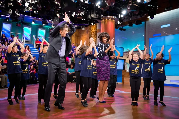Framed Print : First Lady Michelle Obama and Dr. Mehmet Oz with the Terence C. Reilly School No. 7 dance group. They were taping the Dr. Oz Show on Feb. 22, 2013 (BSLOC_2015_3_122) Framed Print : First Lady Michelle Obama and Dr. Mehmet Oz with the Terence C. Reilly School No. 7 dance group. They were taping the Dr. Oz Show on Feb. 22, 2013 (BSLOC_2015_3_122)