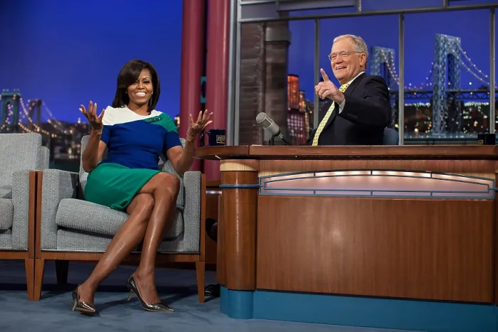 Framed Print : First Lady Michelle Obama during a taping of the Late Show with David Letterman'. March 19, 2012. (BSLOC_2015_3_111) Framed Print : First Lady Michelle Obama during a taping of the Late Show with David Letterman'. March 19, 2012. (BSLOC_2015_3_111)