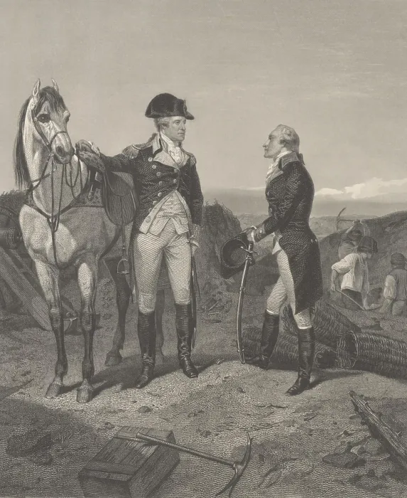 Framed Print : First meeting of George Washington and Alexander Hamilton during the American Revolution, took place at the Battle of New York in 1776 Framed Print : First meeting of George Washington and Alexander Hamilton during the American Revolution, took place at the Battle of New York in 1776