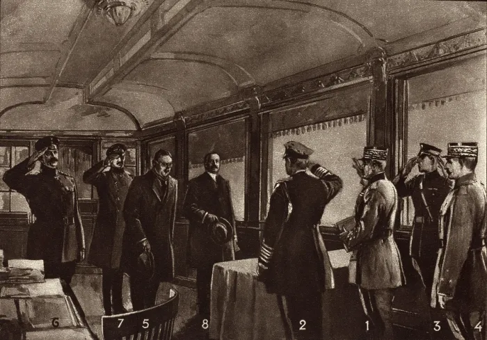 Framed Print : First meeting of the German armistice delegates with Marshal Foch. Nov. 8, 1918