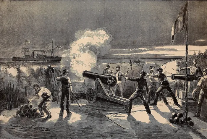 Framed Print : The first shots of the US Civil War were fired from Morris Island battery by cadets from the Citadel on Jan. 19, 1861 Framed Print : The first shots of the US Civil War were fired from Morris Island battery by cadets from the Citadel on Jan. 19, 1861