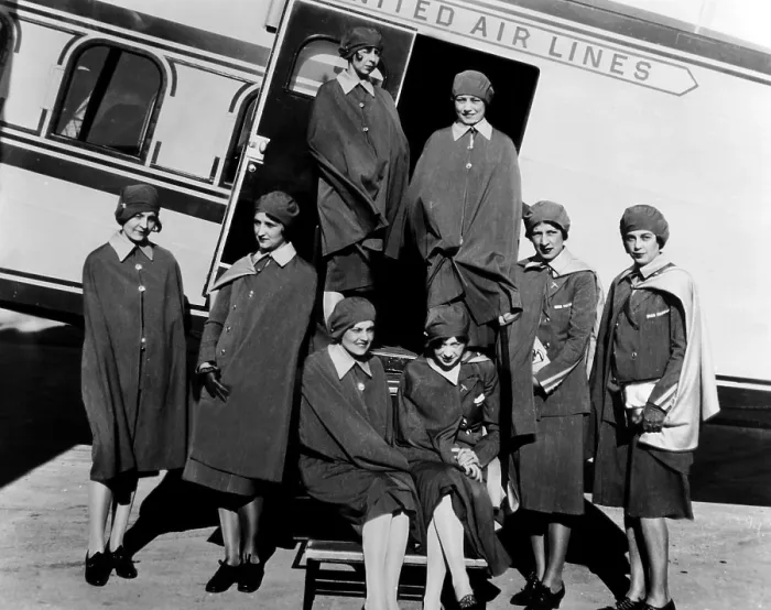 Framed Print : Some of the first stewardesses for United Airlines, known as skygirls, standing next to a Boeing tri-motored plane, 1930. Courtesy: CSU Archives / Everett Collection Framed Print : Some of the first stewardesses for United Airlines, known as skygirls, standing next to a Boeing tri-motored plane, 1930. Courtesy: CSU Archives / Everett Collection