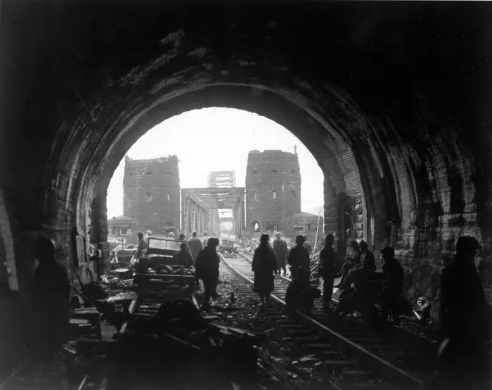 Framed Print : First U.S. Army men and equipment pour across the Ludendorff Bridge at Remagen Framed Print : First U.S. Army men and equipment pour across the Ludendorff Bridge at Remagen