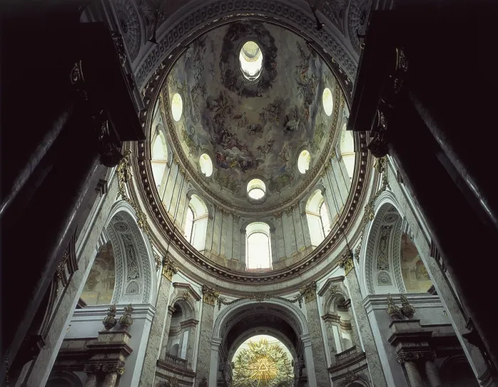 Framed Print : FISCHER VON ERLACH, Josef Emanuel (1693-1742); FISCHER VON ERLACH, Johann Bernhard (1656-1723). Karlskirche. AUSTRIA. Vienna. Karlskirche. Dome. Baroque art. Architecture