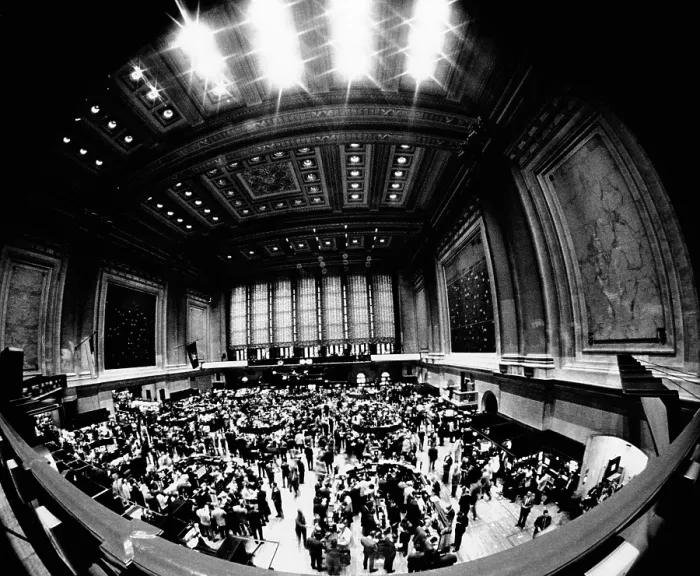 Framed Print : Fish-eye view of the trading floor of the New York Stock Exchange on its 175th anniversary. May 17, 1967. (CSU_ALPHA_1149) CSU Archives / Everett Collection